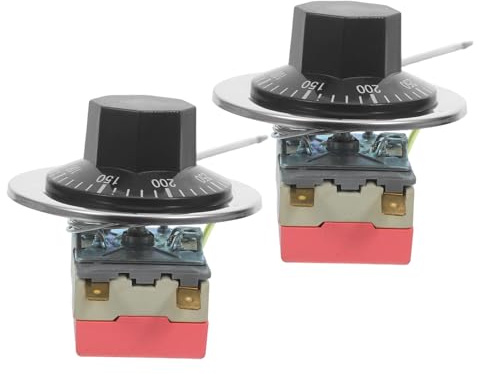 TOMETURE 2 termostati capillari da 50-300 gradi Celsius - Regolatore di temperatura meccanico regolabile con sonda - Termostato rotativo per forno e friggitrice
