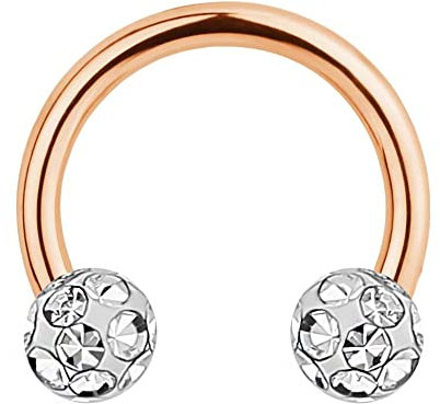 Treuheld Piercing Hufeisen - Mulitkristall - Rosegold [1.] - klar