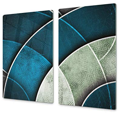 Tagliere in VETRO temperato – Proteggi-piano di lavoro e spianatoia – Copri-piano cottura – pezzo UNICO (60x52cm) o DUE pezzi (30x52cm ognuno); D01 Serie Astratta: Trama 111