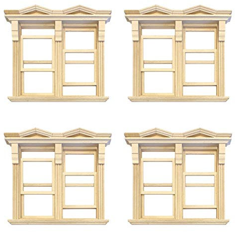 MyTinyWorld 4 x Dolls House Double Opening Sash Window With Small Pointed Parapets