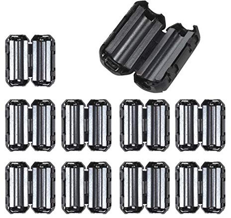 Colorful EMI RFI Entstörfilter Ferritfilter Ferritkern Klappferrit für Kabel 5mm 7mm 9mm 13mm, EMI Rauschunterdrücker Kabel-Clip,Schwarz (9mm)