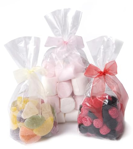 Bag It Plastics Clear Cellophane Block Bottom Sweet/Gift Bags 8.5 x 2.75 x 1.75 (21.5cm x 6.5cm x 4.6cm) Pack of 500 – Perfect for Sweets, Cookies, Treats & Favors