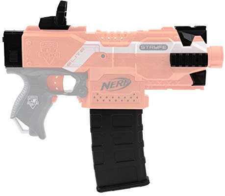 Blasterparts - SMG-Kit 3 passend für Nerf Stryfe: Mod Upgrade Kit Iron Sight mit aufklappbarer Lochkimme und Gurtaufnahme - schwarz