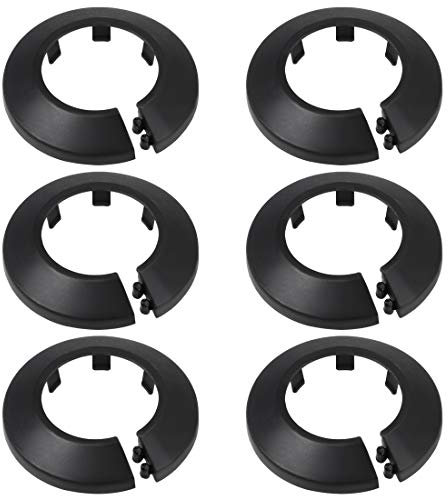 sourcing map 6 Stück 34 35mm Rohr abdeckung Dekoration PP Heizkörper Rosette Wasserrohr Wand Abdeckung Schwarz