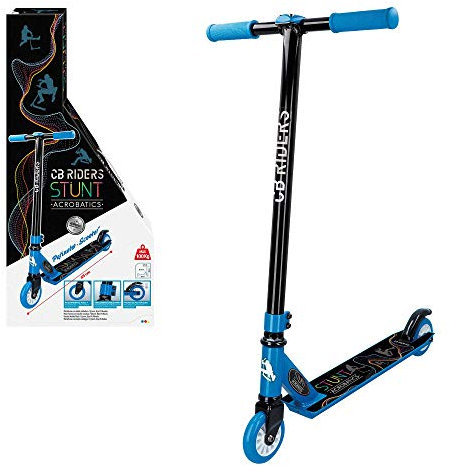 CB Riders 54064, Tretroller mit 2 blauen Stunt-Rollern, Aluminium, Räder 10 cm, Kinderroller, ab 5 Jahren, Spielzeug und Geschenke für Jungen und Mädchen