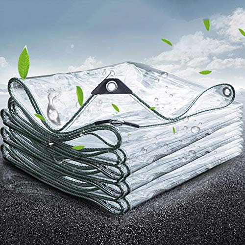 FENGSHOUU Wasserdicht Gewebeplane Klar Abdeckplane Wasserdicht Vorhang Transparent PVC Planen Regenschutz Sonnenschutz Tarp,Balkon Fensterfolie Fensterplane,Mit Ösen,Dicke 0,3mm,400g/㎡