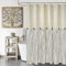 DOSLY IDÉES Rideau de Douche Rustique à Rayures Beige et Marron, Rideau à Boutons, Tissu tissé en Lin et Coton, Style Rustique Chic, 183 x 183 cm