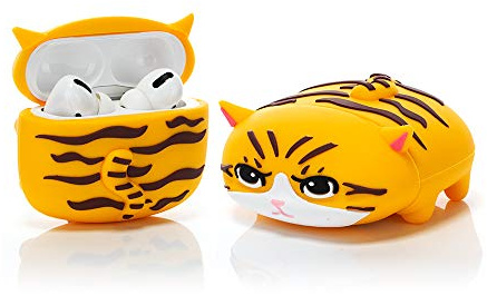 YIGEYI Airpods Pro Schutzhülle aus Silikon, kompatibel mit Airpods Pro Case, 3D-Cartoon-Abdeckung, niedlich, lustig [Haustierserie Papa] (gelbe Katze)