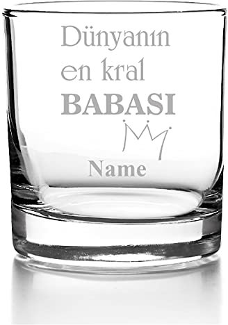 Whiskyglas mit Gravur, Personalisiert mit Namen Geschenk für Männer Whiskeyglas Vatertag Babalar günü hediyesi