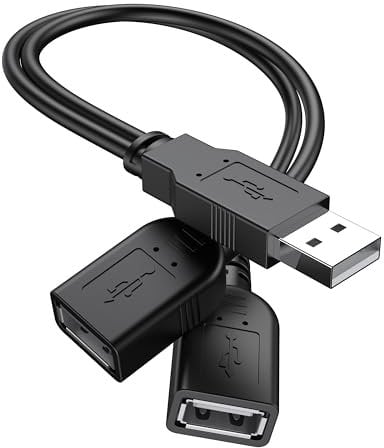 ANDTOBO Cable Divisor USB USB 2.0 A Macho a Cable de Carga Divisor Hembra USB Doble para PC/Laptop/Discos Duros externos - Negro