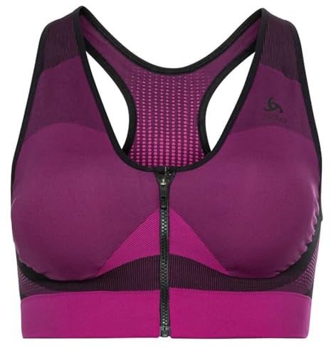 Odlo Damen Sport BH SEAMLESS HIGH SUPPORT, black - festival fuchsia, XL