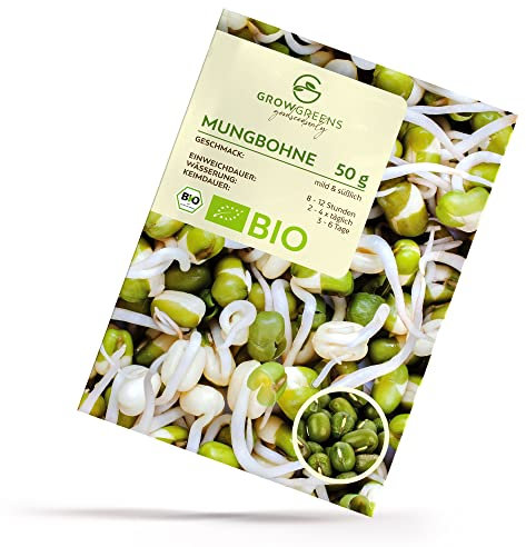 BIO Mungbohnen Sprossen Samen 50g - Microgreens Saatgut ideal für die Anzucht von knackigen Keimsprossen im Keimglas
