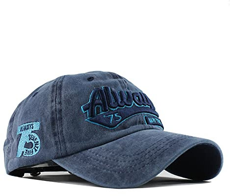YULOONG Vintage Baseballmütze Baumwolle Sonnenhut Modestickerei Always New York City Sommer Outdoor Cap Unisex Blau