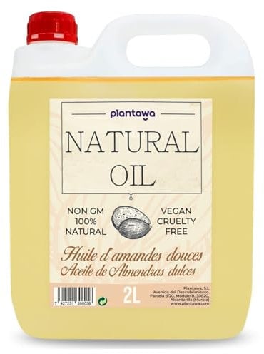 PLANTAWA Aceite de Almendras 2L | 100% Natural y Puro | Hidratación Diaria para Piel Sensible | Masajes, Bebés y Estrías | Sin Perfume | Alta Rendimiento