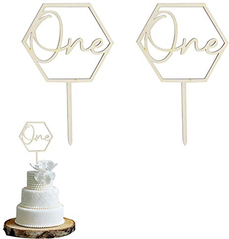 GoldRock 2 Stück Cake topper 1. Geburtstag, Cake Topper One Holz, One Cake Topper Geburtstag Deko,Tortendeko 1. Geburtstag, Wild One Cake Topper,Kuchen Deko Geburtstag 1 Jahr,Cake Smash Deko Jahrestag