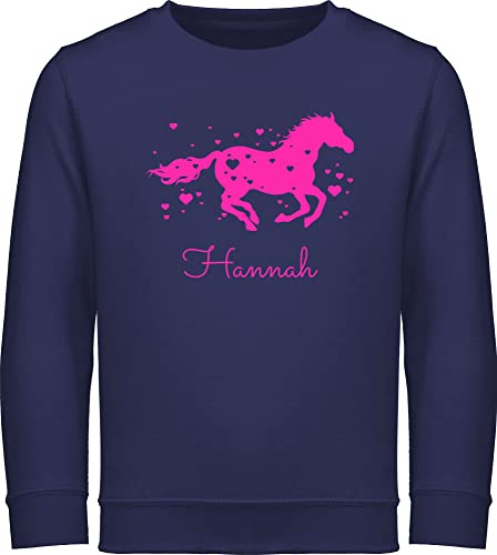 Sweater Kinder Sweatshirt Jungen Pullover - Pferd - Pferde Geschenk Mädchen - 152 (12/13 Jahre) - Navy Blau - personalisierte Pulli reiten Horse reitpullover personalisierter Reiter kinderpullover