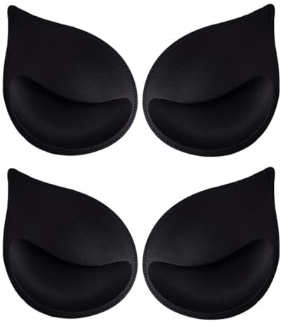 Michear Women's Removable Bra Pads,2 Pairs Bra Pads Inserts,Breathable Push Up Thicken Sports Bra Cups, Replacement Bra Foam Sponge Pads For Swimwear, Bikini,Wedding Dresses (Black)