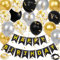 Geburtstagsdeko, Birthday Decorations, Happy Birthday Deko, 16-pcs 12-inch Ballon mit 2-Bändern，Geburtstag Deko geeignet für alle Altersgruppen(Schwarz)