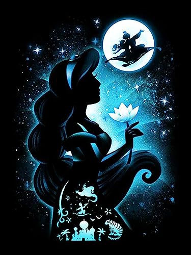 HUANNY DIY Diamond Painting Jasmine Diamond Art Aladdin, 5D Full Drill Cross Stitch Embroidery kits, Funny