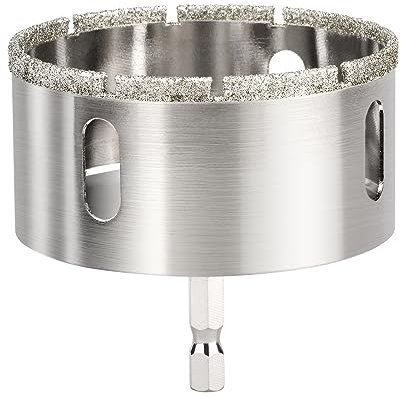 Glasbohrer 60mm mit 6.35mm Sechskantschaft,Lochsäge mit Beschichtung Kohlenstoffstahl, Bohrkron Fliesenbohrer für Glas/Fliese