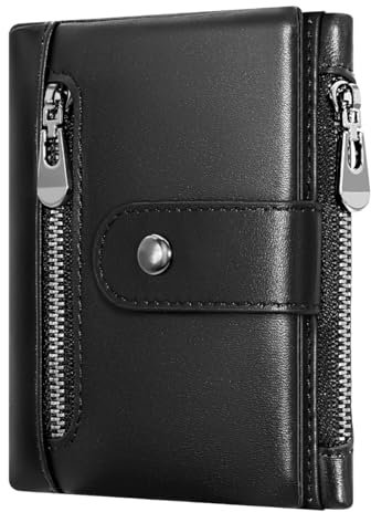 HNOOM Portefeuille Homme Cuir Veritable Porte Monnaie Homme avec RFID Blocage Bifold Porte Feuilles pour Homme avec 14 Porte Carte Crédit et 2 Zip Poche à Monnaie (Noir)