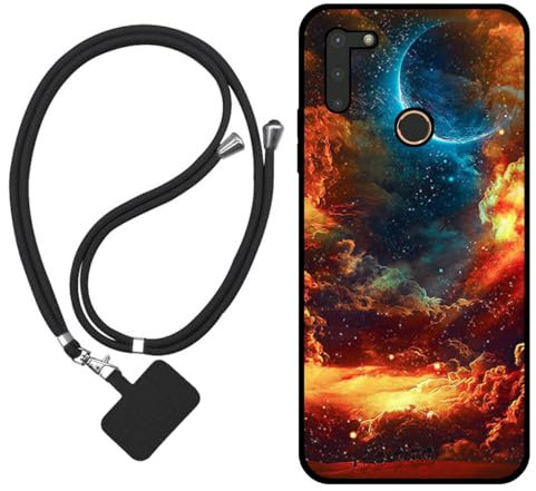 Sunrive Hülle Kompatibel mit Gigaset GS4 Case,matt Handyhülle Schutzhülle Etui Karikatur Muster TPU Backcover (Wolken,Mond,Himmel) +1x Universale Handykette MEHRWEG