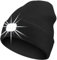 ZONSUSE Mütze mit 6 Led Licht,LED Winter Beanie,Beleuchtete Laufmütze,Strickmütze mit Stirnlampe,Abnehmbar,USB Aufladung, 3 Helligkeiten,für Herren Damen Nachtlauf Camping Reiten Angeln (Schwarz)