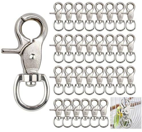Karabinerhaken mit Drehgelenk, 5,9 x 2,2 cm, robuste Karabinerhaken, Metallverschlüsse, Lanyard-Clips, langlebige Trigger-Druckknöpfe für Haustierkäfige, Schlüsselanhänger, Hundeleine, 30 Stück