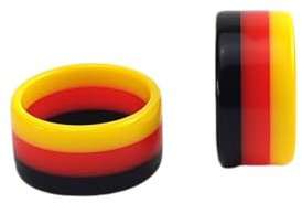 Fan Artikel Ringe Fingerringe 2er-Set - Leicht, formschön, stabil - Fan Schmuck Deutschland schwarz/rot/Gold für Damen und Herren: Größe: 58/18,5mm