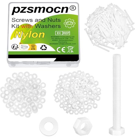 Pzsmocn 240 Pièces/80 Ensembles M4*40 mm en Plastique Nylon Blanc Hexagonales Externes Vis Écrou Combinaison Kit avec Rondelle Isolante, Taille Standard, pour Bricolage, Assemblage Électronique.