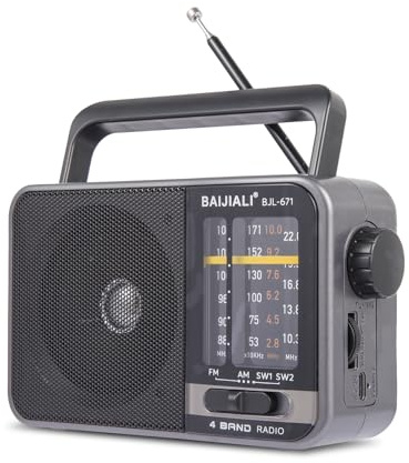 Portable AM/FM Transistor Radio with Loud Speaker, Battery or USB Powered - Compact Emergency Radio for Indoor, Outdoor, Travel & Storms (Model BJL-671)