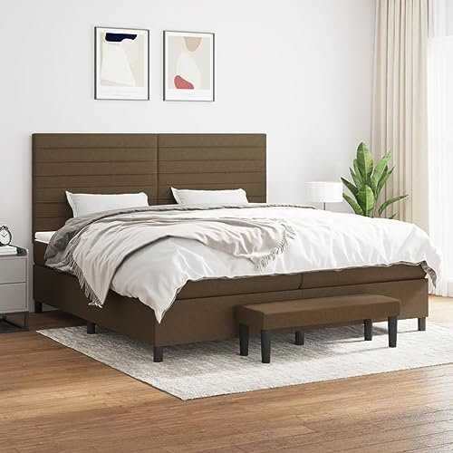 AJSEOYBS Bed Frame,Bettlattenrost,Plattformbett,Boxspringbett mit Matratze Dunkelbraun 200x200 cm StoffGeräuschlos, einfache Installation, geeignet für Schlafzimmer
