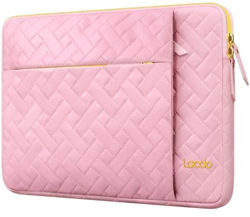 Lacdo Laptop Sleeve Case Bag for ASUS Vivobook/ZenBook/TUF Gaming 15, Lenovo IdeaPad 3 Chromebook 15, Acer Aspire 3, Dell Inspiron 15, HUAWEI MateBook D 15, HP Pavilion 15, Sakura Pink