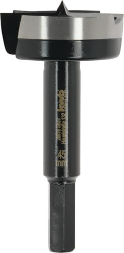 kwb Forstnerbohrer, Ø 45 mm, Topfbohrer (für Holz, geschmiedeter Bohrkopf, Spezialanschliff, schnelle, ausrissfreie Bohrlöcher, 4-seitig geschliffene Zentrierspitze, für Akkuschrauber & Bohrmaschinen)