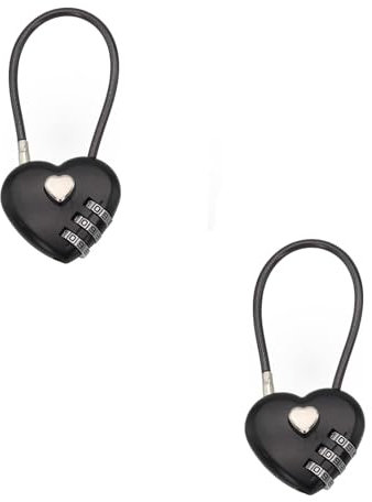 WAZUBC Lot de 2 Cadenas à Combinaison, Mini Cadenas à Code à 3 Chiffres en Forme de Cœur avec Mot de Passe Réinitialisables pour Sac à dos, Casier de gym, Moraillon, étui (noir)