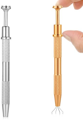 2 Stück Piercing Kugel Aufdreher, Piercing Zange Für Kugeln, Schmuck Pick Up Werkzeug, Diamant Edelstein Prong Catcher Piercing Kugelhalter Piercing Ball Grabber Tool(Gold,Silber)