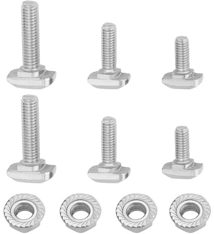 LT Easiyl 15 Jeux de Boulons à Encastrer à Fente en T M6 avec Kits D'écrous à Bride Hexagonale M6 de Marteau Boulon en T Vis Coulissante à Goujon en T Profil en Aluminium Série 30 de 8 Mm
