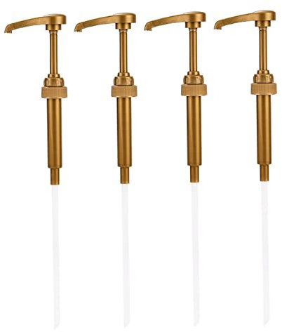 4Pcs Coffee Syrup Pump Dispenser, Golden Syrup Pump 750ml Plastic Syrup Bottle Pump Syrup Pump for Bottle Syrup Dispenser