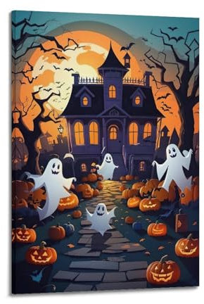 RTAG Halloween-Poster, Motiv: Haunted Mansion, dekoratives Gemälde, Leinwand, Wandposter und Kunstdruck, moderne Familienschlafzimmer-Dekoration, Poster, 30 x 45 cm