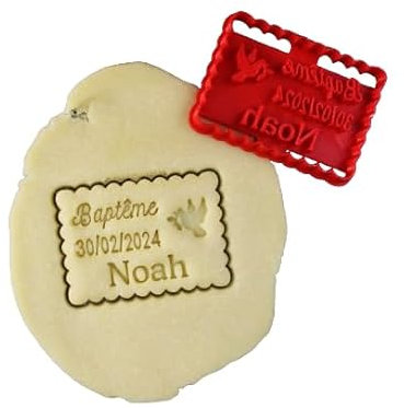 3DKOUPE - Emporte-pièce petit beurre - Motif colombe - Personnalisable avec texte - Typo et couleur au choix - Conçu et fabriqué en France