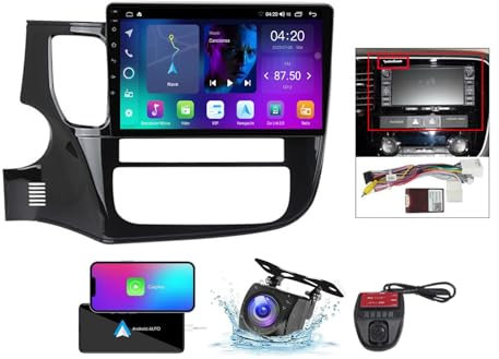 ZZPHKK Android 13 Car Radio Stereo 2 DIN für Mitsubishi Outlander 3 2012-2018 mit Carplay Android Auto GPS Navigation 9 Zoll FM RDS DAB+ Auto Radio Player mit BT 5.0/SWC/Rückfahrkamera DVR(B,NF-2)