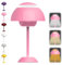 Pilzlampen Tischlampe, LED Akku Tischlampe Kabellos 3000k-6000k Moderne Aufladbar Touch Dimmbar Nachttischlampe mit 3 Helligkeitsmodi, Flowerpot Lamp für Schlafzimmer, Wohnzimmer, Büro (Rosa)
