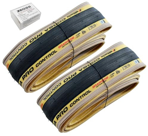 Vittoria Corsa Pro Control Graphene Drahtreifen TLR Reifen 700x26C Skinwall/Schwarz mit ZEOSS Glueless Patch Kit, VT3113-ZEO