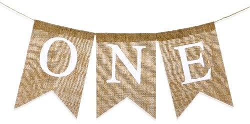 Molain One Hochstuhl Banner,Girlande 1. Geburtstag Erster Geburtstag Hochstuhl Banner 1pc Geburtstags Hochstuhl Banner aus Sackleinen für Jungen oder Mädchen Perfekte Deko für Baby 1. Geburtstag Party