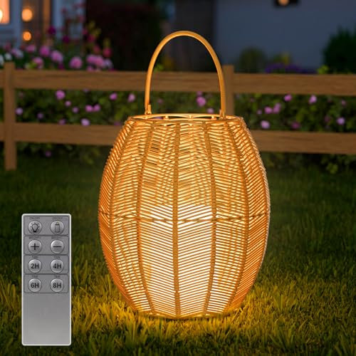 MALUX Laternen für Außen Tischlampe Outdoor Warmes Weiß 2700K Hängend Stehend Handgestrickte IP44 Wasserdicht für Terrasse Garten Innenhof