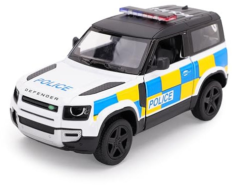 Toyland® 12cm (5) Pull Back & Go Die Cast Police Defender With Open & Close Doors - Toy Vehicles - 1:36 Scale