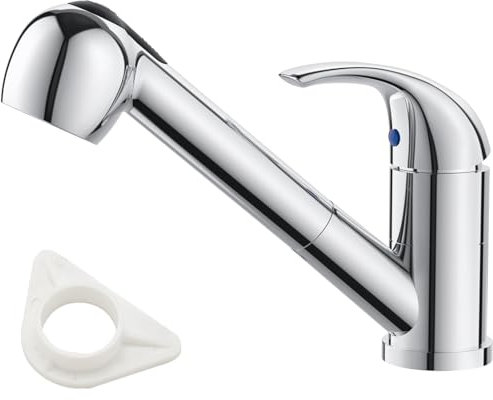 DAYONE SUS304 - Grifo de cocina con alcachofa extensible, acero inoxidable de alta presión, grifo mezclador de cocina con 2 tipos de chorro, giratorio 360°, cromado