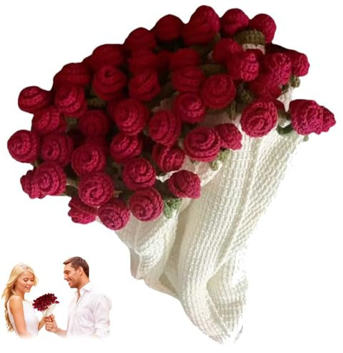 GYHCB Crochet Flower Rose Bouquet Blanket Handmade, Foldable Bouquet Blanket Crochet, Rose Flower Knitted Throw Blankets for Mother's Day Birthday Valentine’s Day