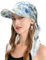 ZLYC Damen Chemo Headwear Brim Visor Hat Beanie-Mütze(Blaue Rose Weiß),Einheitsgröße