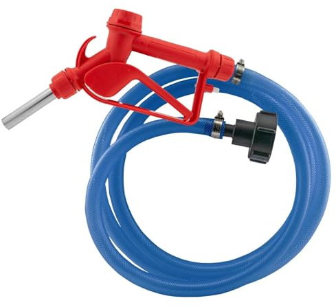 AdBlue Dispensing Kit, Red Metal Fuel Gun with 19mm Hose, 3/4 Barb Fitting, 16-27mm Jubilee Clips (6m Hose kit)